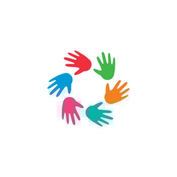 kids care logo unity vector icon illustration