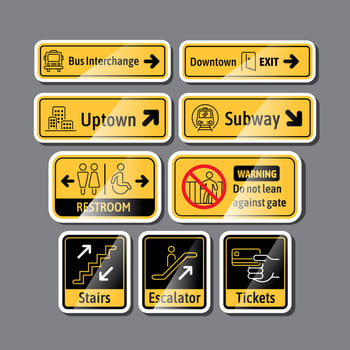 Subway Sign System Sticker Collection vector