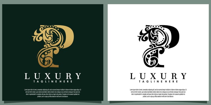 luxury logo design with initial letter P vector