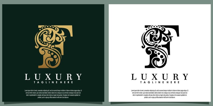luxury logo design with initial letter F vector