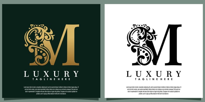 luxury logo design with initial letter M vector