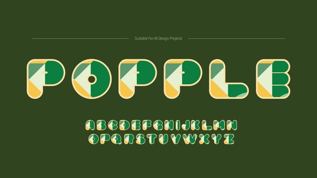 Rounded Geometric Balloon Typography vector