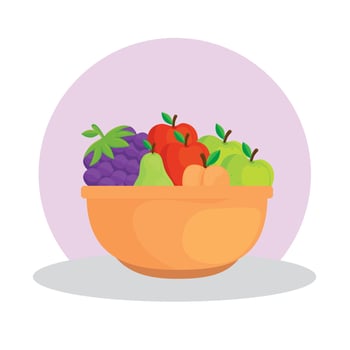fresh and healthy fruits in bowl vector