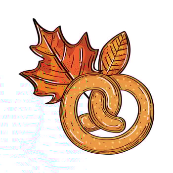 pretzel with autumn leaves vector design