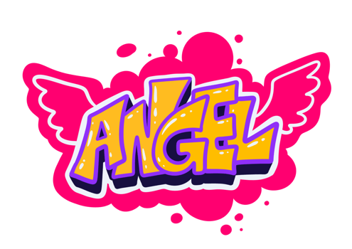 angle text effect in graffiti style png