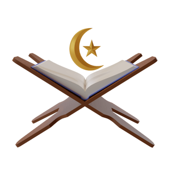 3d render illustration of al-quran with moon and star icon for decoration greeting card of ramadan and eid al fitr png
