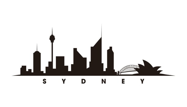 Sydney skyline and landmarks silhouette vector