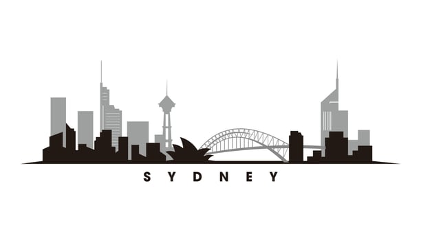 Sydney skyline and landmarks silhouette vector
