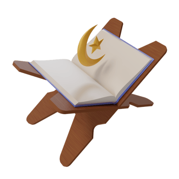 3d render illustration of al-quran with moon and star icon for decoration greeting card of ramadan and eid al fitr png