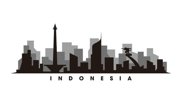 Jakarta skyline and landmarks silhouette vector