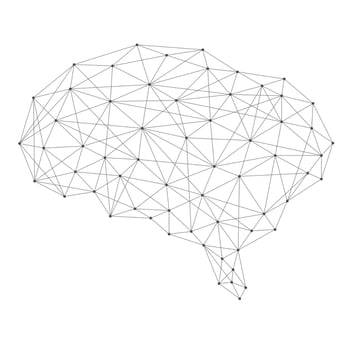 Human brain connected with line. vector