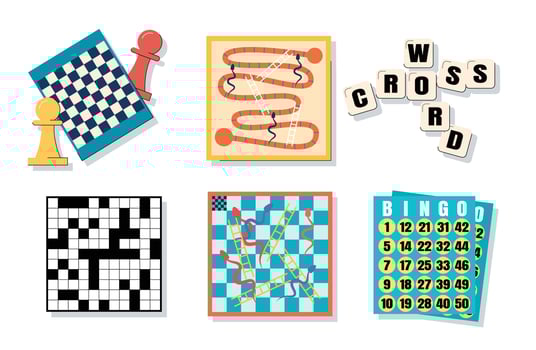 set of board game isolated vector illustration