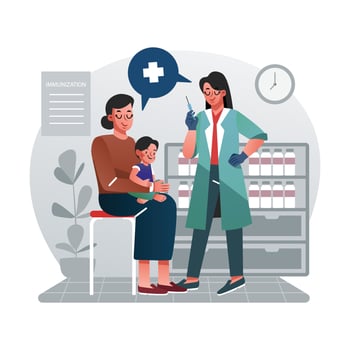 A Doctor Give an Immunization for a Kid vector