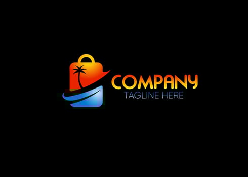 holiday suitcase with beach sunset palm tree logo, this is a perfect logo for your resort or cottag vector