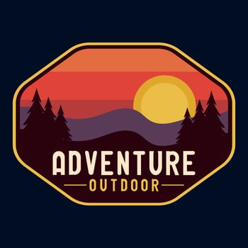 Mountain Outdoor Adventure Label Vector Illustration Retro Vintage Badge Sticker And T-shirt Design