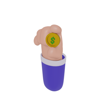 3D Hand holding coin icon on transparent background, suitable for template design, UI or UX and more. png