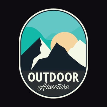Mountain Outdoor Adventure Label Vector Illustration Retro Vintage Badge Sticker And T-shirt Design