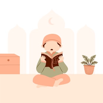 Muslim kid read quran vector