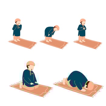 Muslim kid praying set collection vector