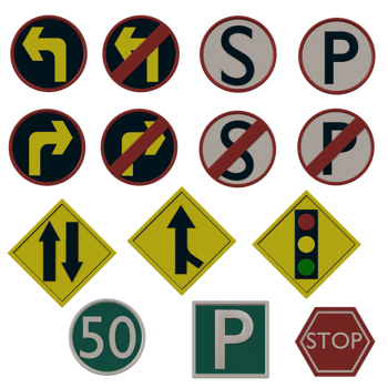 3d rendering set of road sign perfect for design project png
