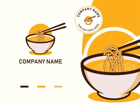 the noodles bowl with chopstick logo design template, suitable for any business related to soup, shop, ramen, noodles, fast food restaurants, Korean food, Japanese food on a white background. vector