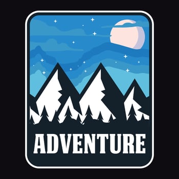 Mountain Outdoor Adventure Label Vector Illustration Retro Vintage Badge Sticker And T-shirt Design