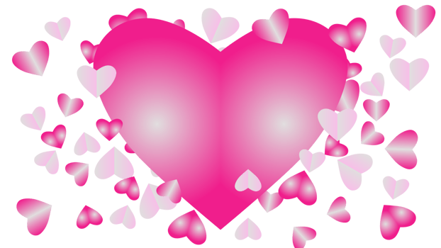 Shining gradation pink heart and pink heart illustration, flying isolated on transparent background. Decoration for Valentine design or media animation png