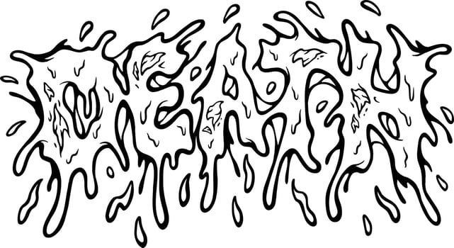 Spooky melting death lettering word silhouette vector illustrations for your work logo, merchandise t-shirt, stickers and label designs, poster, greeting cards advertising business company or brands