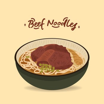 Beef noodle soup vector