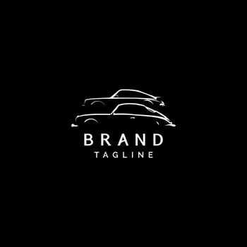Two Classic Car Silhouette Logo Design. The silhouette of two generations of the legendary classic sports car from Europe. vector