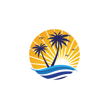 Palm tree summer logo template vector