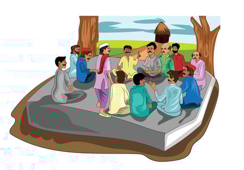 Indian or Pakistani Village People having Panchayat Meetings vector