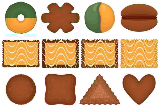 Big set homemade cookie different taste in pastry biscuit vector