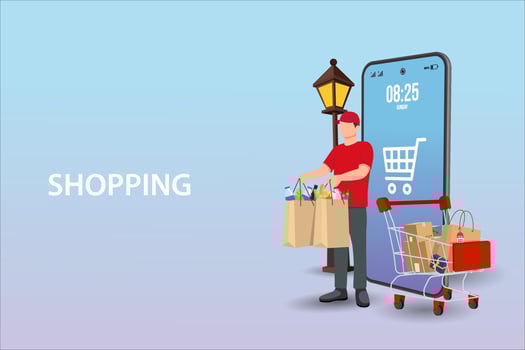 Online shopping banner, mobile app templates, concept vector illustration flat design