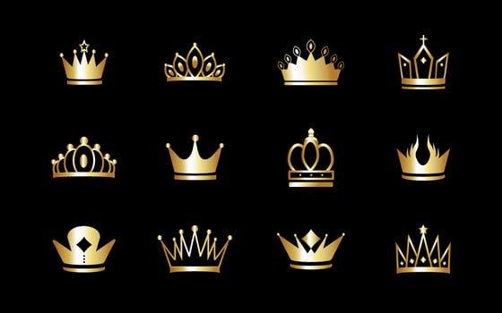 Golden Crown Icon Set vector