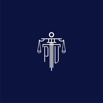 PU initial monogram logo for lawfirm with scale vector design