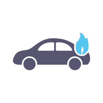Unique Car on Fire Vector Icon