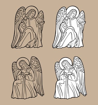 Jesus' Passover. Angels. Biblical scene. Flat vector illustration. resurrection of Jesus or resurrection of Christ. outline photo for Easter day.
