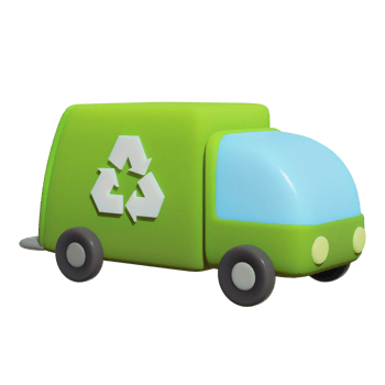 green trash truck on transparent background png