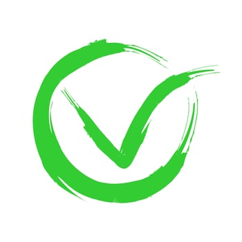 Hand drawing checkmark sign logo symbol, green check mark circle design vector illustration