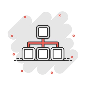 Vector cartoon structure diagram icon in comic style. Chart organization sign illustration pictogram. Structure business splash effect concept.