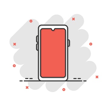 Smartphone blank screen icon in comic style. Mobile phone cartoon vector