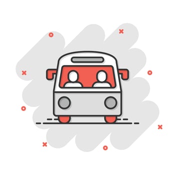 Bus icon in flat style. Coach vector illustration on white isolated background. Autobus vehicle business concept.