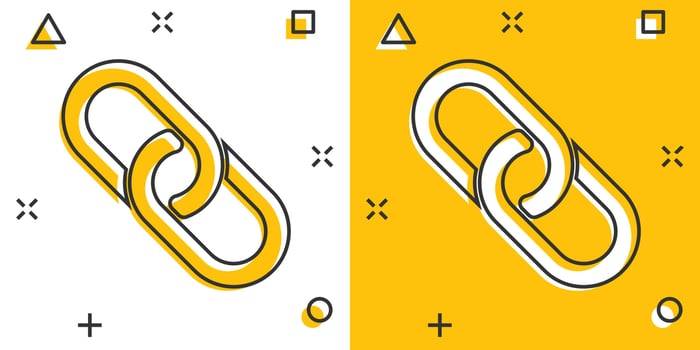 Vector cartoon chain icon in comic style. Connection sign illustration pictogram. Chain business splash effect concept.