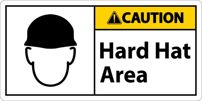 Caution Hard Hat Protection Required Area Sign On White Background vector
