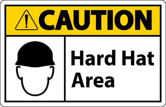 Caution Hard Hat Protection Required Area Sign On White Background vector