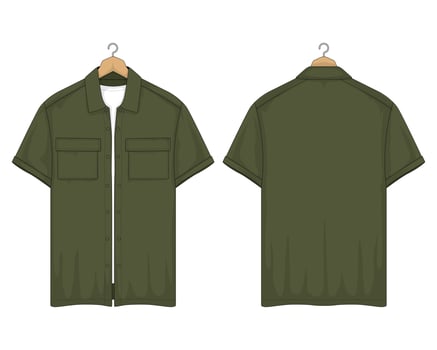 Short sleeve shirt mockup front and back view, vector illustration