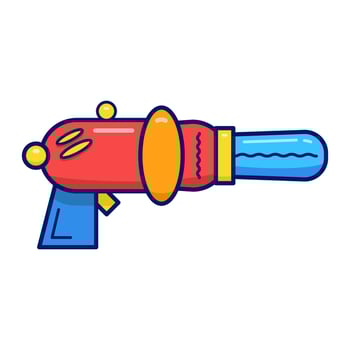 Cartoon retro space blaster, laser weapon or ray gun on white background. vector