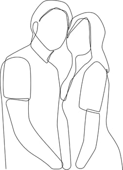 Continuous one line drawing happy couple portrait. Family concept. Single line draw design vector graphic illustration.