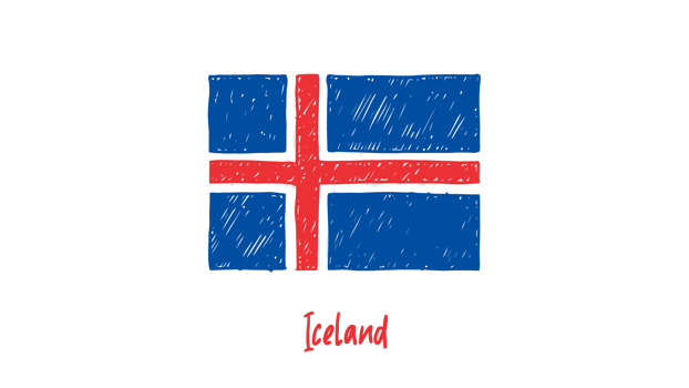 Iceland National Country Flag Pencil Color Sketch Illustration with Transparent Background png